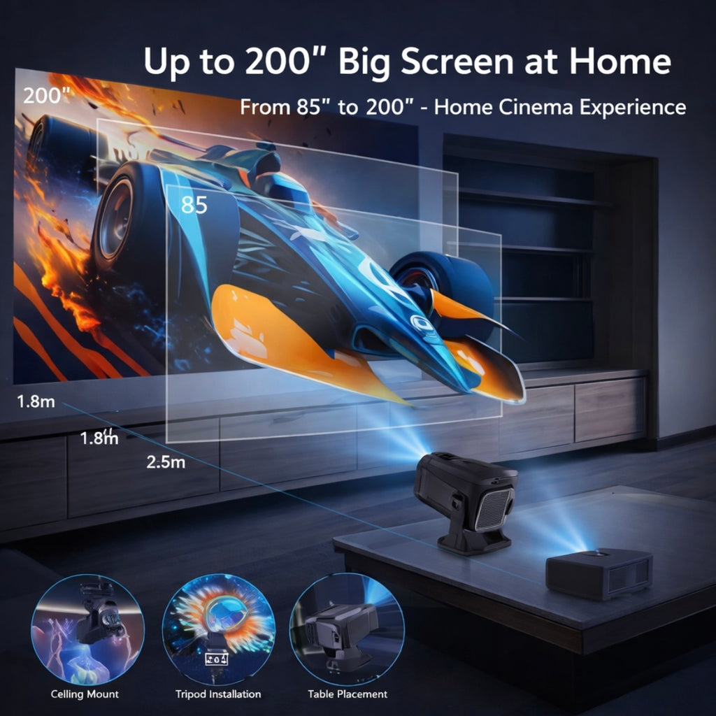 HY320 Mini Projector – Portable Home Cinema | 720P HD, WiFi 6 & Bluetooth
