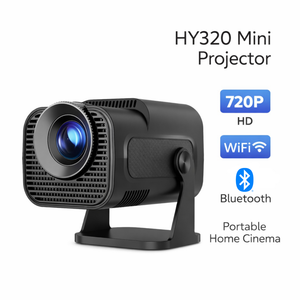 HY320 Mini Projector – Portable Home Cinema | 720P HD, WiFi 6 & Bluetooth
